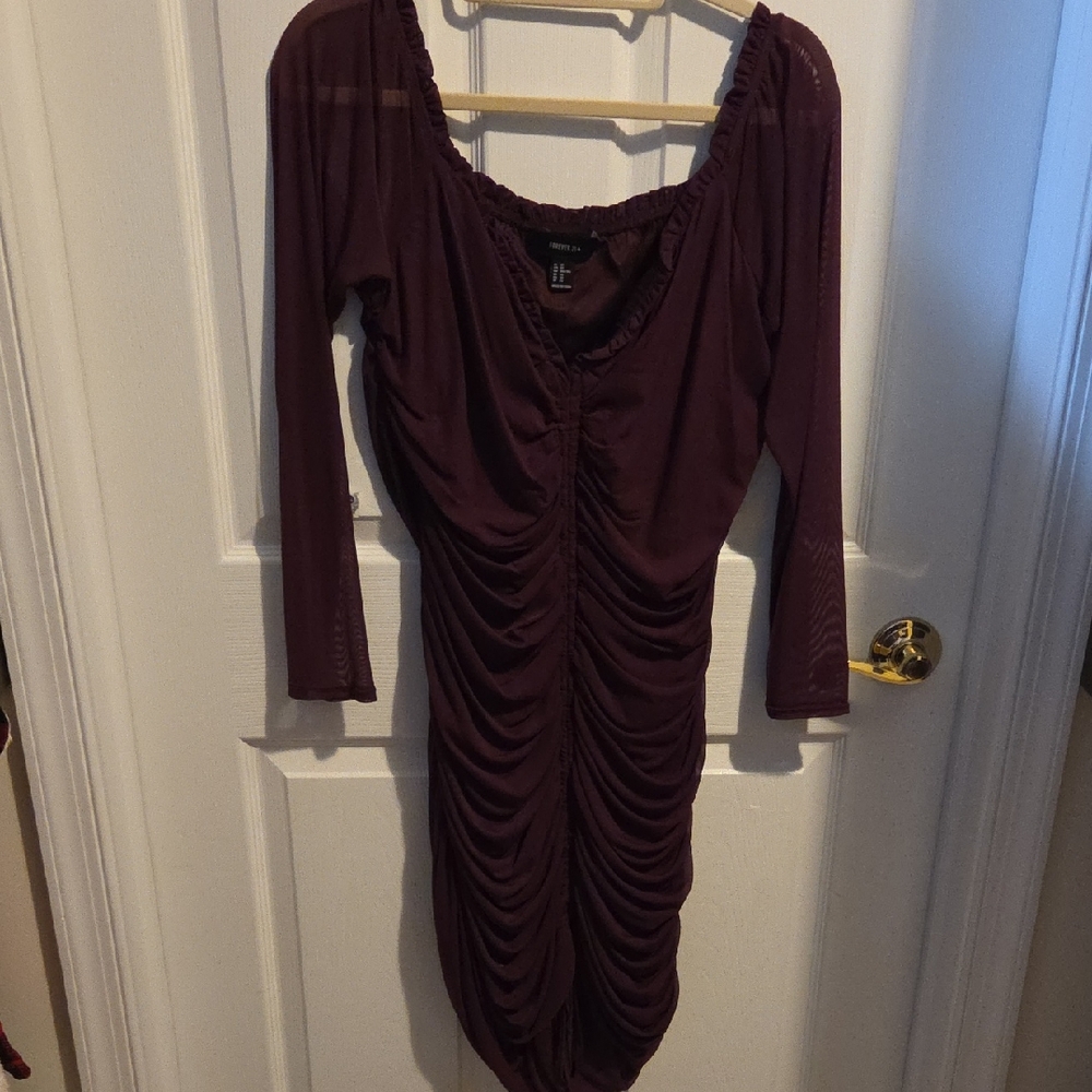 Forever21 Plum Long Sleeve Sheer Dress